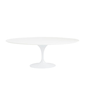 Elegant White Lacquer Oval Conference Table