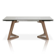 Load image into Gallery viewer, 71 - 103" Conference Table with Smoked Grey Glass Top & Elegant Walnut Legs