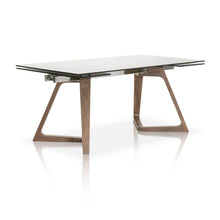 Load image into Gallery viewer, 71 - 103" Conference Table with Smoked Grey Glass Top & Elegant Walnut Legs