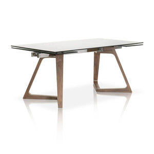 71 - 103" Conference Table with Smoked Grey Glass Top & Elegant Walnut Legs