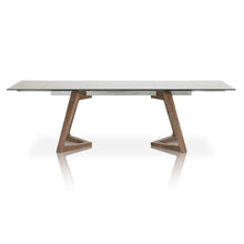 Load image into Gallery viewer, 71 - 103" Conference Table with Smoked Grey Glass Top & Elegant Walnut Legs