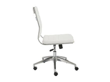 Load image into Gallery viewer, Modern Armless White Leather & Chrome Office Chair