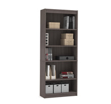 Load image into Gallery viewer, L-shaped Office Desk and Hutch with Frosted Glass Doors in Bark Gray

