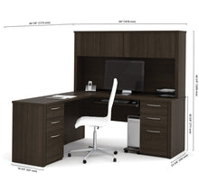 Load image into Gallery viewer, Double Pedestal L-shaped Desk with Hutch in Dark Chocolate