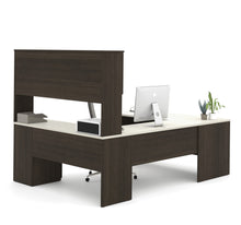 Load image into Gallery viewer, Dark Chocolate & White Modern U-shaped Office Desk