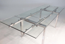 Load image into Gallery viewer, Modern Glass Conference Table or Desk with Polished Stainless Legs