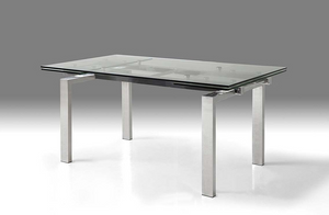 Modern Glass Conference Table or Desk with Polished Stainless Legs