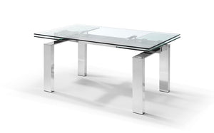 Stainless Steel & Glass Modern Conference Table or Executive Desk (Extends from 63" W to 98" W)