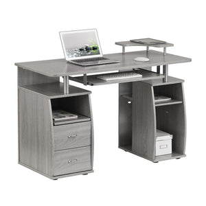 48" Layered Storage Desk in Gray Woodgrain