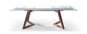 Premium Glass Desk or Conference Table with Solid Wood Legs (Extends from 63" W to 95" W)