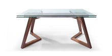 Load image into Gallery viewer, Premium Glass Desk or Conference Table with Solid Wood Legs (Extends from 63" W to 95" W)