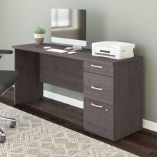 Load image into Gallery viewer, 65" Three Drawer Desk in Charcoal Maple