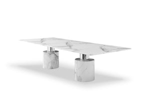 Modern 10-foot White Marble & Stainless Conference Table