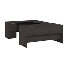 Load image into Gallery viewer, 65" Executive U-Desk in Charcoal Maple