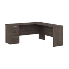 Load image into Gallery viewer, 65&quot; L-Shaped Desk with 3 Drawers in Warm Gray Maple
