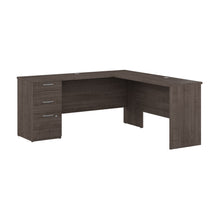 Load image into Gallery viewer, 65" L-Shaped Desk with 3 Drawers in Warm Gray Maple