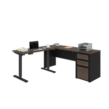 Load image into Gallery viewer, Antigua & Black 71" Single Pedestal Desk with Height Adjustable Side