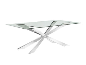 86" Conference Table in Stainless Steel & Glass