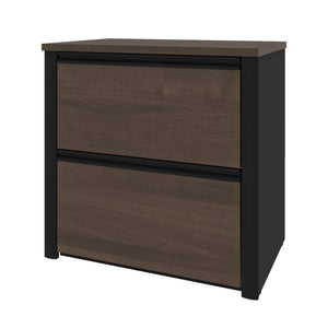 71" x 83" Antigua & Black L-shaped Desk with Hutch & Oversized File Cabinet