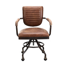 Load image into Gallery viewer, Wheeled Office Chair With Top Grain Leather Seat

