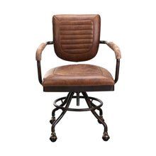 Load image into Gallery viewer, Wheeled Office Chair With Top Grain Leather Seat