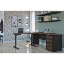 Load image into Gallery viewer, Antigua & Black 71" Single Pedestal Desk with Height Adjustable Side