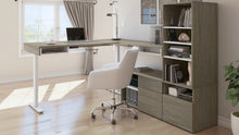 Load image into Gallery viewer, 88" Walnut Gray Adjustable L-Desk with Storage Complex
