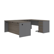 Load image into Gallery viewer, Premium 71&quot; Bark Gray and Slate U-shaped Desk
