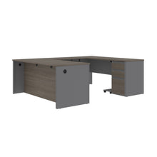 Load image into Gallery viewer, Premium 71" Bark Gray and Slate U-shaped Desk