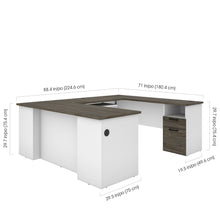 Load image into Gallery viewer, Modern U-shaped Desk in White & Walnut Gray