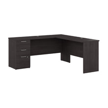 Load image into Gallery viewer, 65" L-Shaped Desk with 3 Drawers in Charcoal Maple