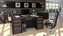 Load image into Gallery viewer, Executive Antigua and Black 71" Twin Pedestal Desk