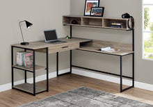 Load image into Gallery viewer, Taupe & Black Metal 59" L-Shaped Corner Desk