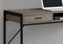 Load image into Gallery viewer, Compact Taupe & Black Metal Computer Desk w/ 2 Drawers