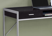 Load image into Gallery viewer, Compact Cappuccino & Silver Metal Computer Desk w/ 2 Drawers