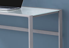 Load image into Gallery viewer, 48" Silver Metal & White Tempered Glass Computer Desk w/ Rectangular Design