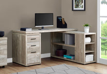 Load image into Gallery viewer, 60" L-Shaped Office Desk in Soft Taupe Woodgrain
