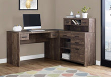 Load image into Gallery viewer, L-Shaped 63&quot; Computer Desk in Dark Brown Woodgrain
