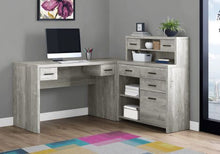 Load image into Gallery viewer, L-Shaped 63" Computer Desk in Grey Woodgrain