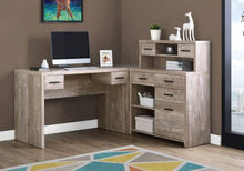 Load image into Gallery viewer, L-Shaped 63" Computer Desk in Taupe Woodgrain