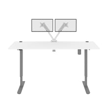 Load image into Gallery viewer, White 72" Twin Monitor Desk with Adjustable Top