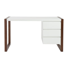 Load image into Gallery viewer, 51" Matte White Lacquer & Dark Walnut Desk with Drawers