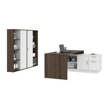 Load image into Gallery viewer, L-Shaped 71&quot; Antigua and White Executive Desk with Storage
