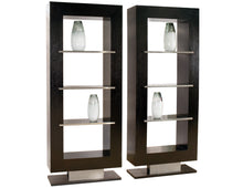 Load image into Gallery viewer, Modern Wenge & White Lacquer L-shaped Desk with Glass Legs