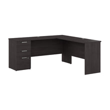 Load image into Gallery viewer, 65" Charcoal Maple L-Desk with Built-in File Cabinet