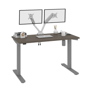 Bark Gray & Light Gray 48" 2-Monitor Adjusting Desk