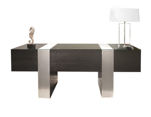78" Modern Executive Office Desk in Wenge & Brushed Aluminum Laminate