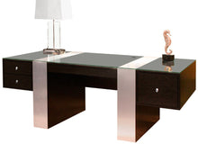Load image into Gallery viewer, 78" Modern Executive Office Desk in Wenge & Brushed Aluminum Laminate
