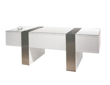 Load image into Gallery viewer, Premium Modern Desk in White Lacquer & Brushed Aluminum Laminate