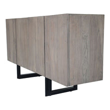 Load image into Gallery viewer, 64&quot; Storage Credenza in Pale Grey Acacia and Iron
